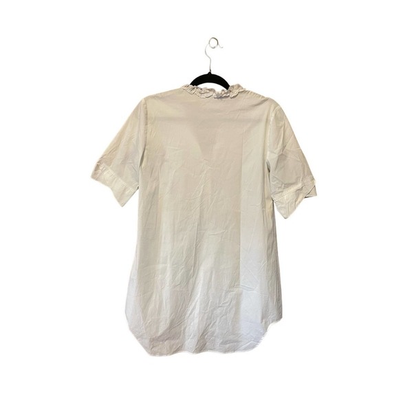 Lafayette 148 Cotton Button Down High Low 1/3 Sleeve Shirt Size 8 - Picture 4 of 5